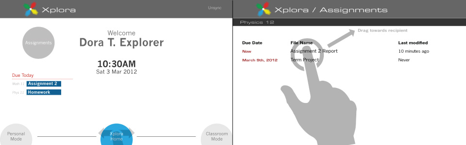 Student screen wireframe